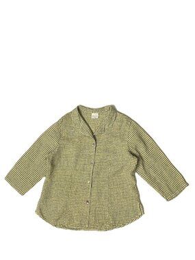 Click By Color Me Cotton 100% Linen Blouse Large Cottage Retro Check Top Button